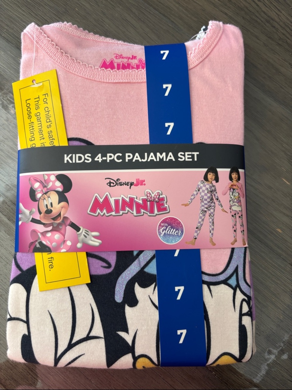 Disney Minnie Girls' Pink and Black 4-Piece Pajama Set